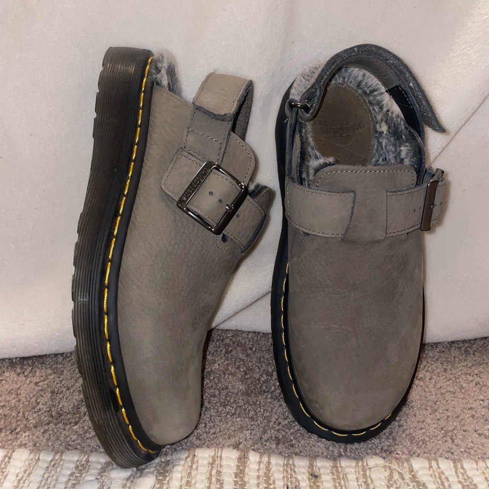 Dr. Marten Jorge Slingback Mules in Nickle Grey